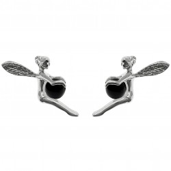 Boucles d'oreilles Fée en Argent 925 et Onyx