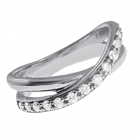 Bague en Argent 925 rhodié et Oxydes Zirconium