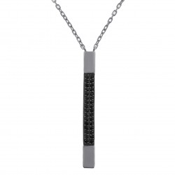 Collier en Argent 925 rhodié et Oxydes Zirconium noirs - Longueur 45cm