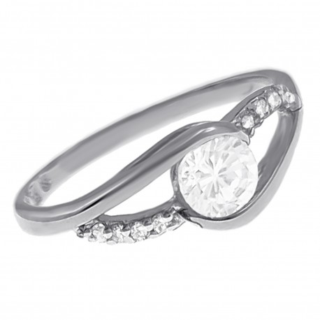 Bague en Argent 925 rhodié et Oxydes Zirconium