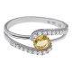 Bague en Argent 925 rhodié, Citrine et Oxydes Zirconium