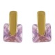 Boucles d'oreilles Plaqué Or 18 carats et Oxyde Zirconium rose