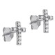 Boucles d'oreilles Croix en Argent 925 rhodié et Oxydes Zirconium