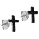 Boucles d'oreilles Croix en Argent 925 rhodié et Oxydes Zirconium noirs