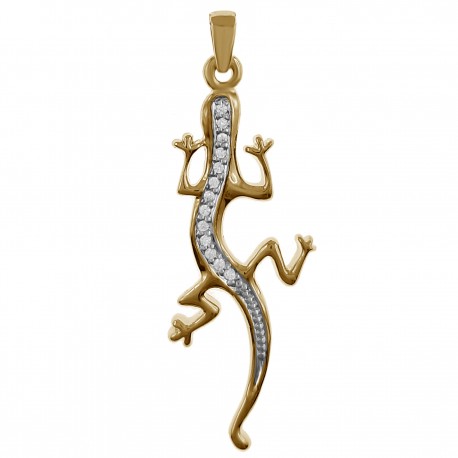 Pendentif Salamandre Plaqué or 18 carats et Oxydes de Zirconium