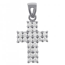 Pendentif Croix en Argent 925 rhodié et Oxydes Zirconium