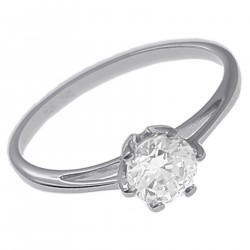 Bague solitaire en Argent 925 rhodié et Oxyde Zirconium