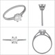 Bague solitaire en Argent 925 rhodié et Oxyde Zirconium