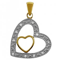 Pendentif Coeur Plaqué or 18 carats et Oxydes de Zirconium