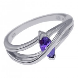 Bague en Argent 925 rhodié et Oxyde Zirconium violet