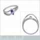 Bague en Argent 925 rhodié et Oxyde Zirconium violet