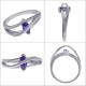 Bague en Argent 925 rhodié et Oxyde Zirconium violet