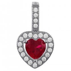 Pendentif Coeur en Argent 925 rhodié et Oxydes Zirconium