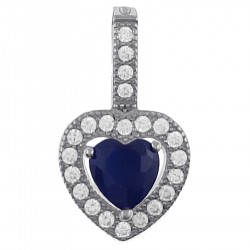 Pendentif Coeur en Argent 925 rhodié et Oxydes Zirconium bleu