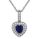 Pendentif Coeur en Argent 925 rhodié et Oxydes Zirconium bleu