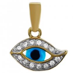 Pendentif Oeil Plaqué or 18 carats et Oxydes de Zirconium