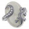 Bague Salamandre en Argent 925 rhodié, Nacre et Oxydes Zirconium