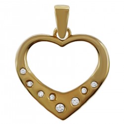Pendentif Coeur Plaqué or 18 carats et Oxydes de Zirconium