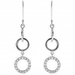 Boucles d'oreilles 3 anneaux en Argent 925 rhodié et Oxydes Zirconium