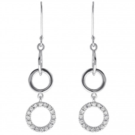Boucles d'oreilles 3 anneaux en Argent 925 rhodié et Oxydes Zirconium