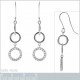 Boucles d'oreilles 3 anneaux en Argent 925 rhodié et Oxydes Zirconium