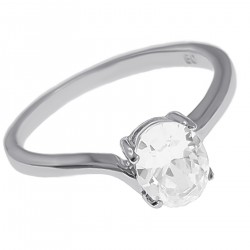 Bague solitaire en Argent 925 rhodié et Oxyde Zirconium