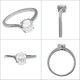 Bague solitaire en Argent 925 rhodié et Oxyde Zirconium