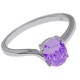 Bague solitaire en Argent 925 rhodié et Oxyde Zirconium violet