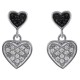 Boucles d'oreilles Coeur en Argent 925 rhodié et Oxydes Zirconium noirs et blancs
