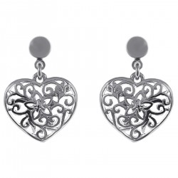 Boucles d'oreilles Coeur ajouré en Argent 925