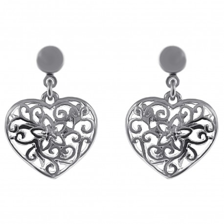 Boucles d'oreilles Coeur ajouré en Argent 925