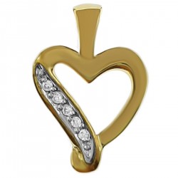 Pendentif Coeur Plaqué or 18 carats et Oxydes de Zirconium