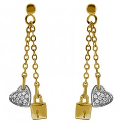 Boucles d'oreilles Coeur Plaqué Or 18 carats et Oxydes Zirconium