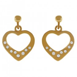 Boucles d'oreilles Coeur Plaqué Or 18 carats et Oxydes Zirconium