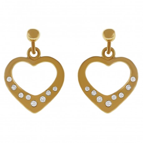 Boucles d'oreilles Coeur Plaqué Or 18 carats et Oxydes Zirconium