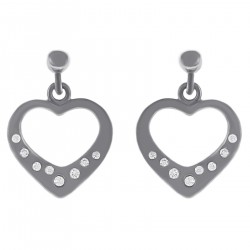 Boucles d'oreilles Coeur en Argent 925 rhodié et Oxydes Zirconium