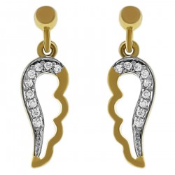 Boucles d'oreilles Ailes d'ange Plaqué Or 18 carats et Oxydes Zirconium