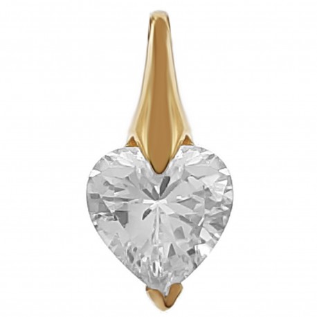 Pendentif Coeur Plaqué or 18 carats et Oxyde de Zirconium