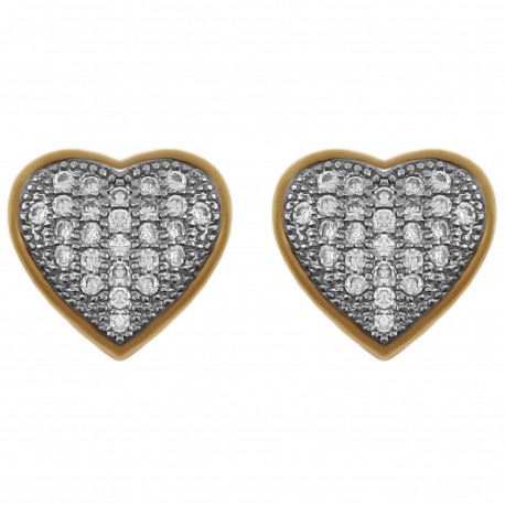 Boucles d'oreilles Coeur Plaqué Or 18 carats et Oxydes Zirconium