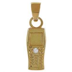 Pendentif Téléphone Plaqué or 18 carats et Oxyde de Zirconium