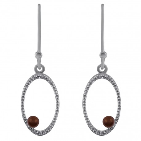 Boucles d'oreilles en Argent 925 rhodié et Perle d'imitation