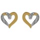 Boucles d'oreilles Coeur Plaqué Or 18 carats bicolore