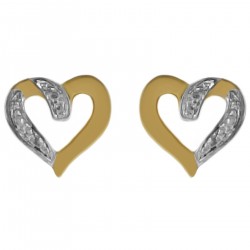 Boucles d'oreilles Coeur Plaqué Or 18 carats bicolore
