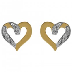 Boucles d'oreilles Coeur Plaqué Or 18 carats bicolore