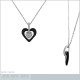 Pendentif Coeur en Argent 925 rhodié, Céramique et Oxydes Zirconium