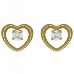 Boucles d'oreilles Coeur Plaqué Or 18 carats et Oxyde Zirconium