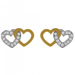 Boucles d'oreilles Coeur Plaqué Or 18 carats et Oxydes Zirconium