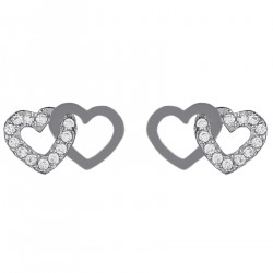 Boucles d'oreilles Coeur en Argent 925 rhodié et Oxydes Zirconium