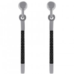 Boucles d'oreilles en Argent 925 rhodié et Oxydes Zirconium noirs