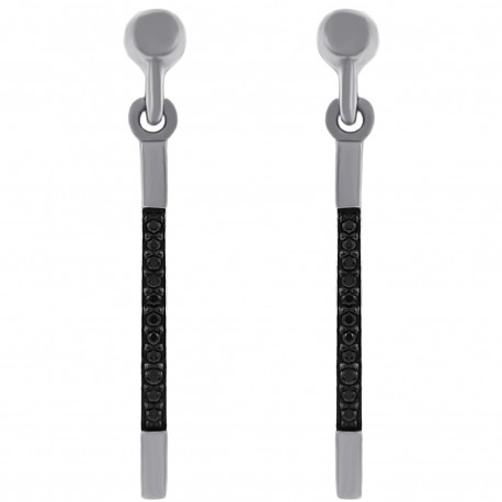 Boucles d'oreilles en Argent 925 rhodié et Oxydes Zirconium noirs